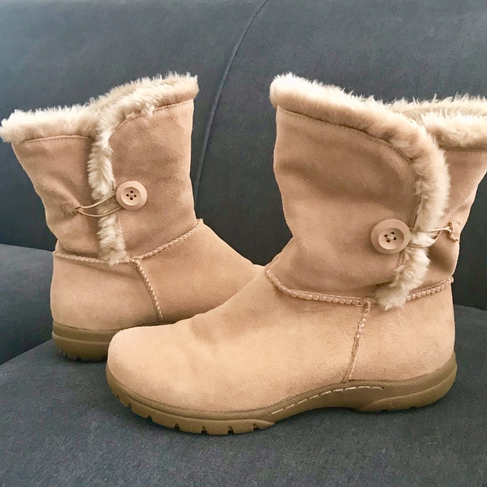 Bass Suede Snowflake Boot Sz 7.5 Faux Fur Lined